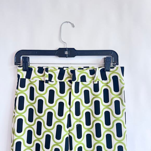 ZARA WOMENS GEOMETRIC PATTERN TROUSERS PANTS HIGH WAIST GREEN WHITE BLACK SIZE M - Picture 5 of 11